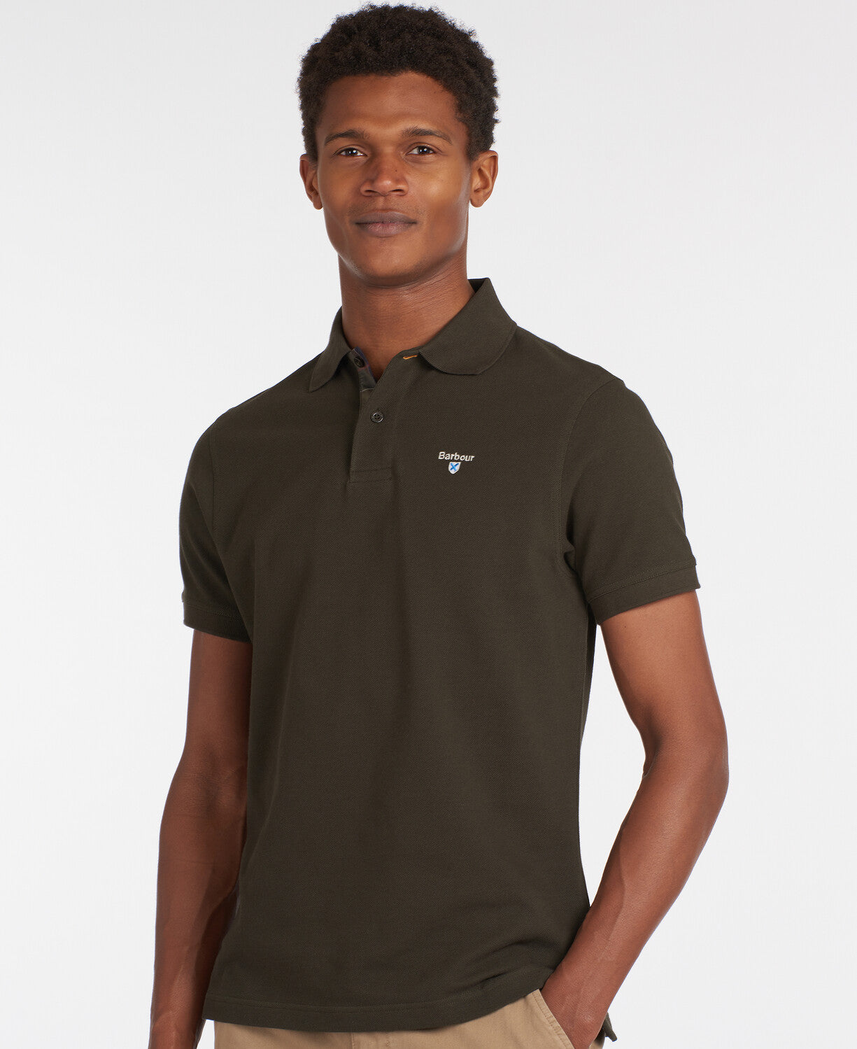 Barbour Tartan Pique Polo Top - Forest Green