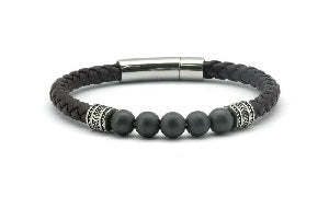 Sarome Magrelief Brown Leather Bracelet