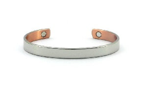 Sarome Copper Bangle, 2 Magnets, Silver