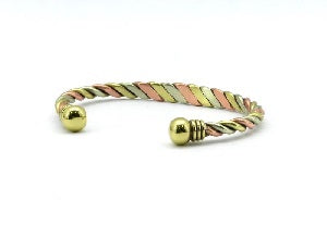 Sarome Copper Bangle With Two Magnets - Rose/Silver/Gold