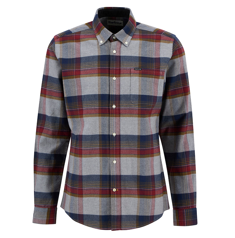 Barbour Portdown Tailored Checked Shirt - Light Grey Marl