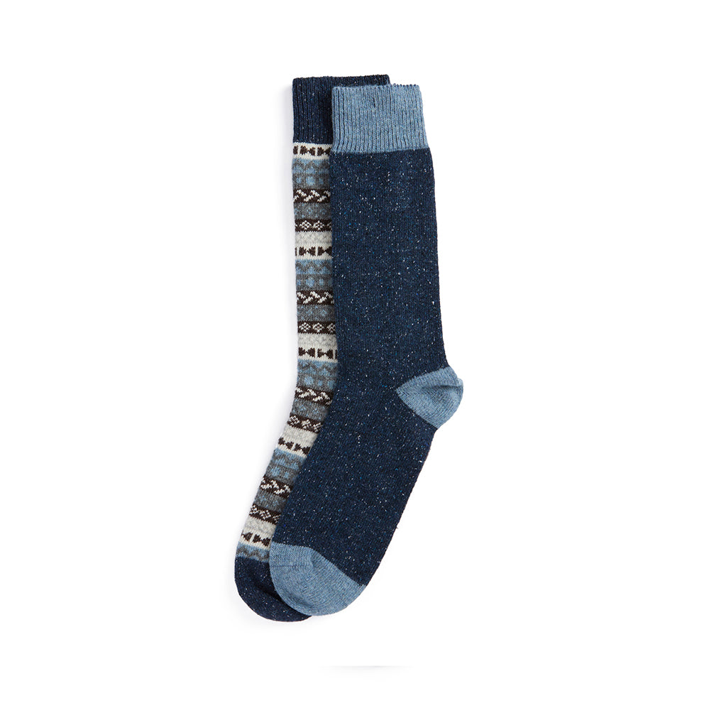 Barbour Fair Isle Sock 2 Pack - Midnight Oak Mix