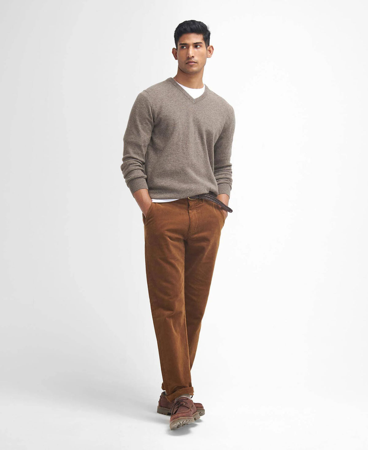 Barbour Stretch Cord Tailored Fit Trousers - Dark Honey