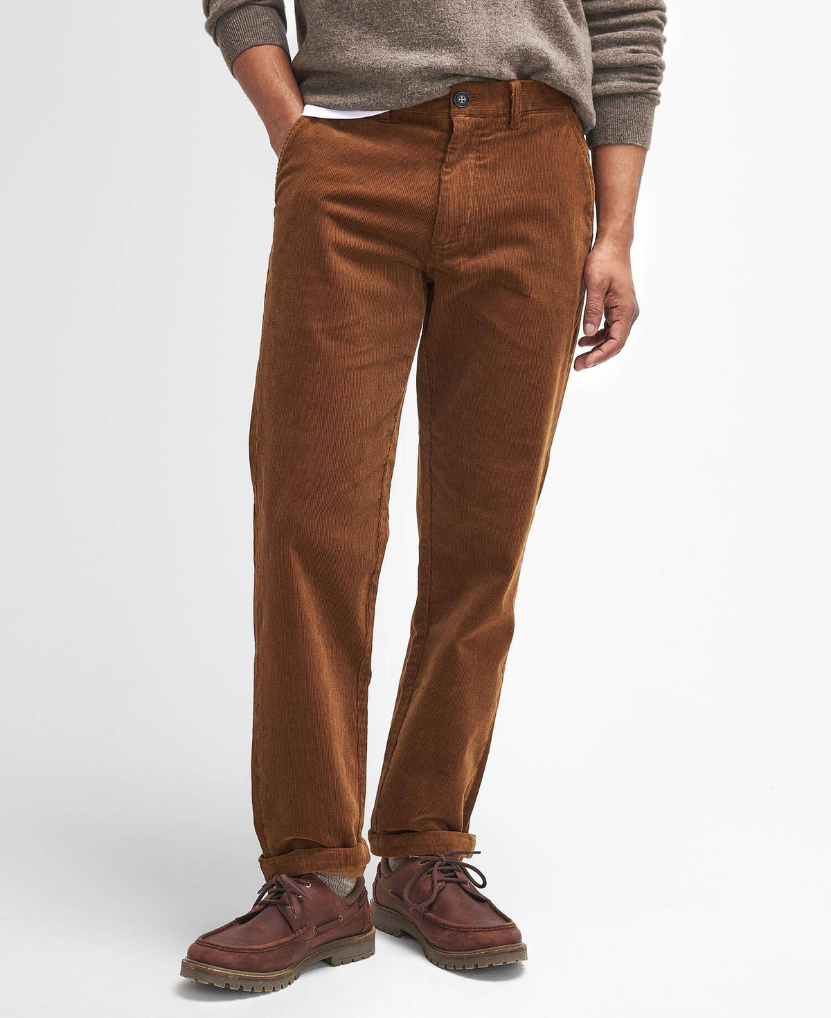 Barbour Stretch Cord Tailored Fit Trousers - Dark Honey