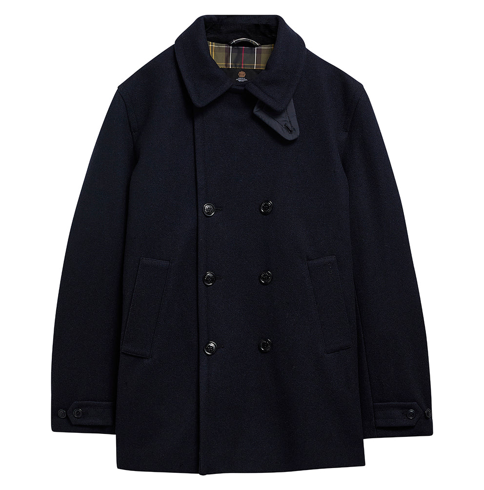 Barbour POLZEATH Wool Pea Coat - Navy