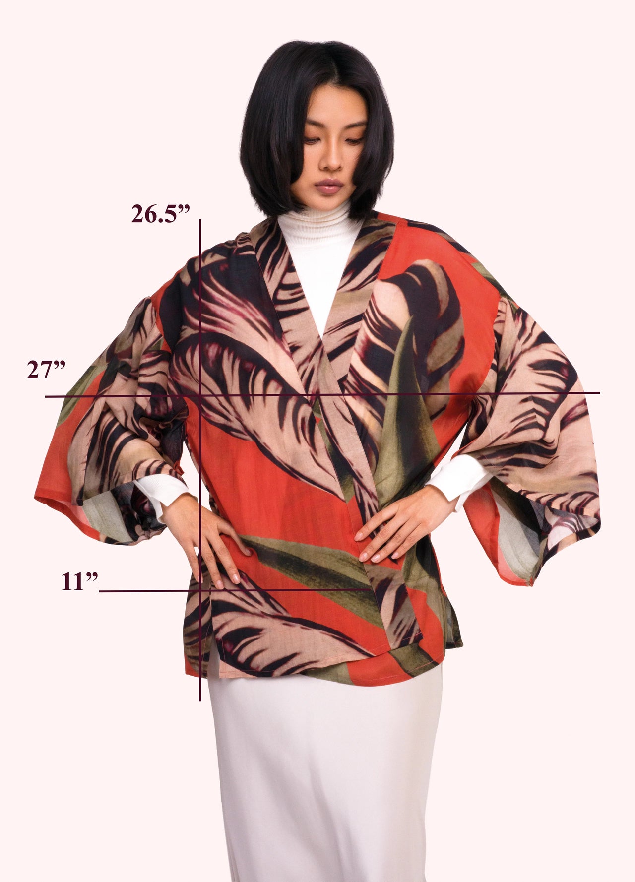 Powder Short Kimono Jacket - Tulip