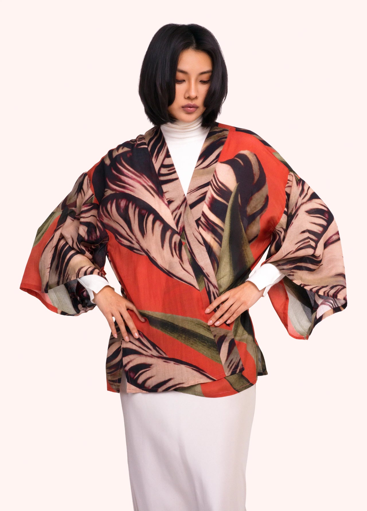 Powder Short Kimono Jacket - Tulip
