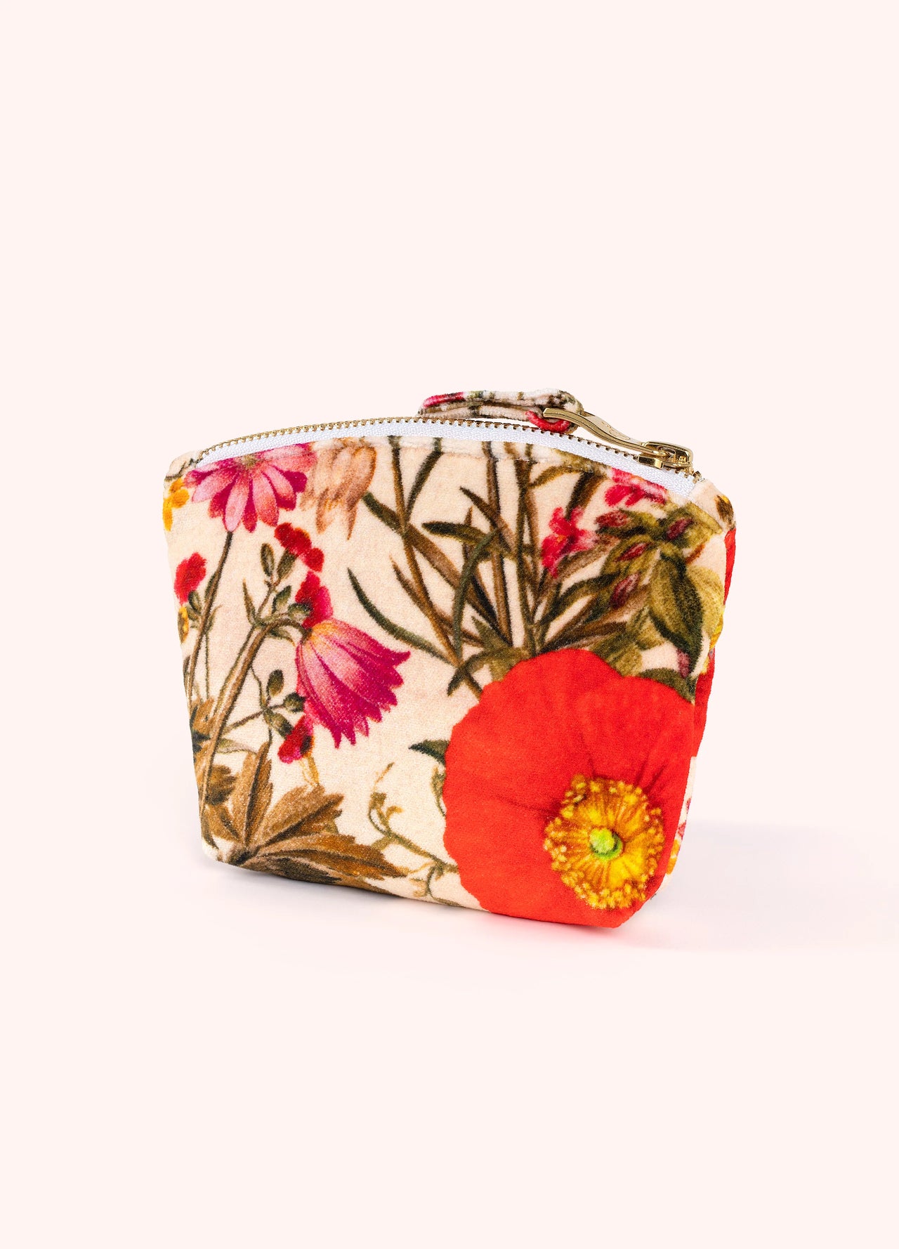 Powder Printed Velvet Mini Pouch - Fine Flowers