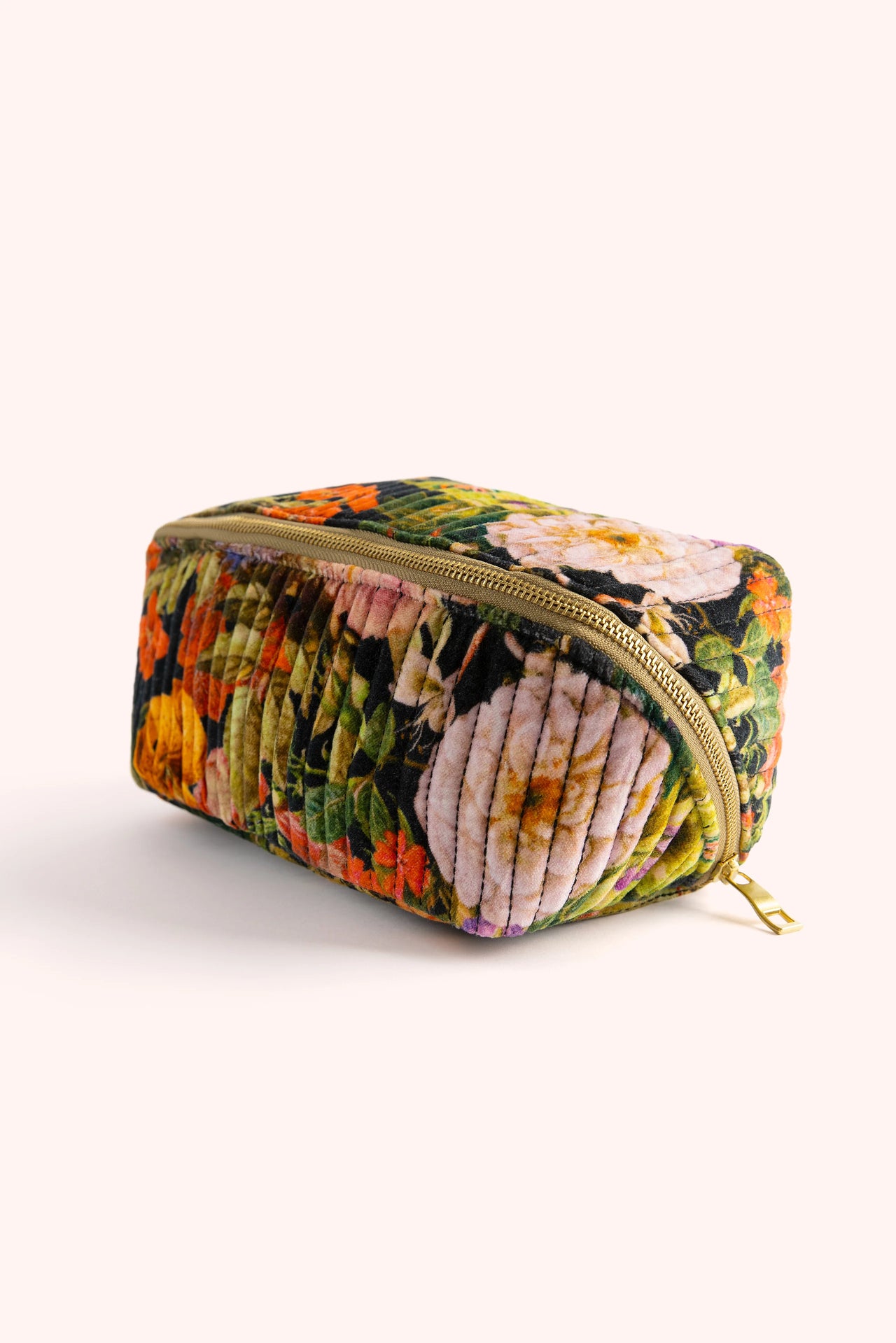 Powder Quilted Make Up Bag - Midnight Posy