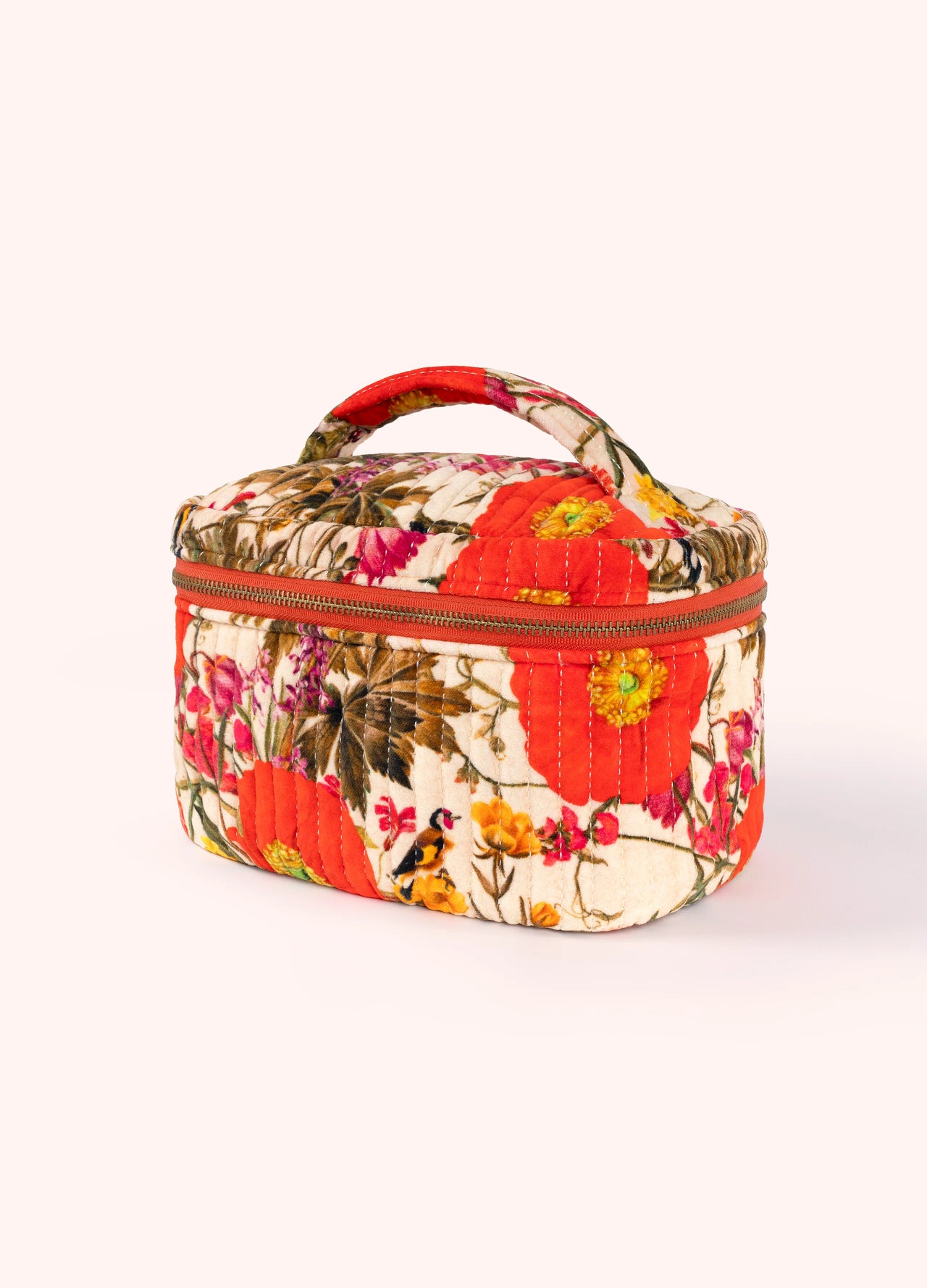 Powder Quilted Velvet Vanity Case - Fine Flowers/Cream
