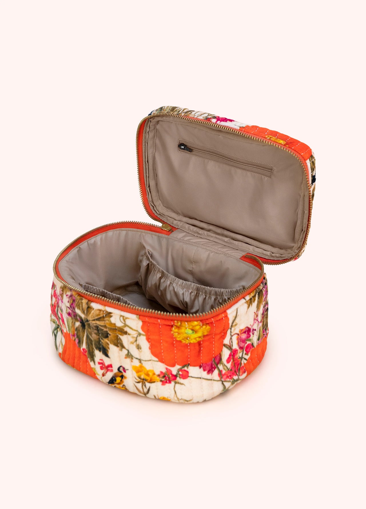 Powder Quilted Velvet Vanity Case - Fine Flowers/Cream