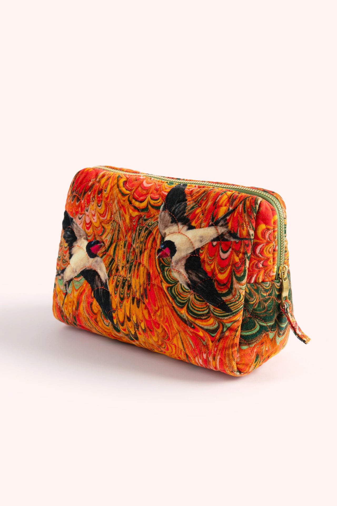Powder Quilted Washbag - Marble Swallows