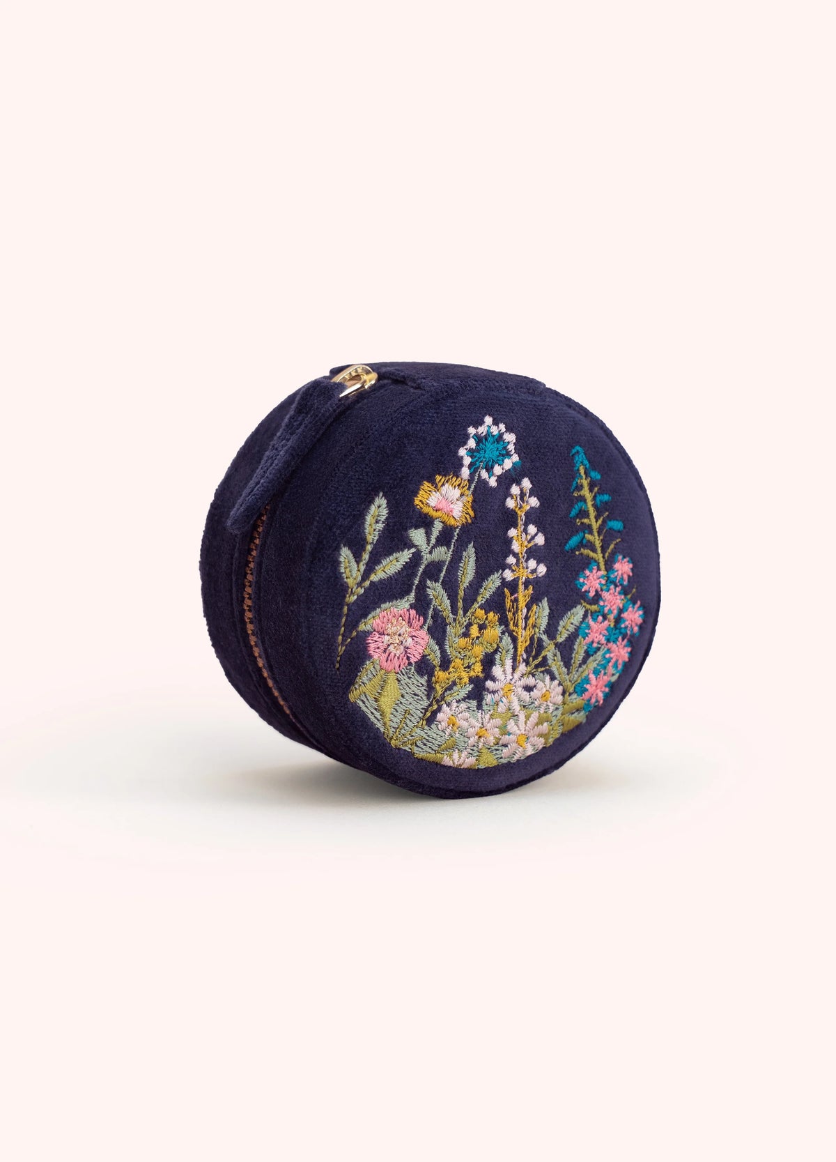 Powder Round Jewellery Box - Navy Floral