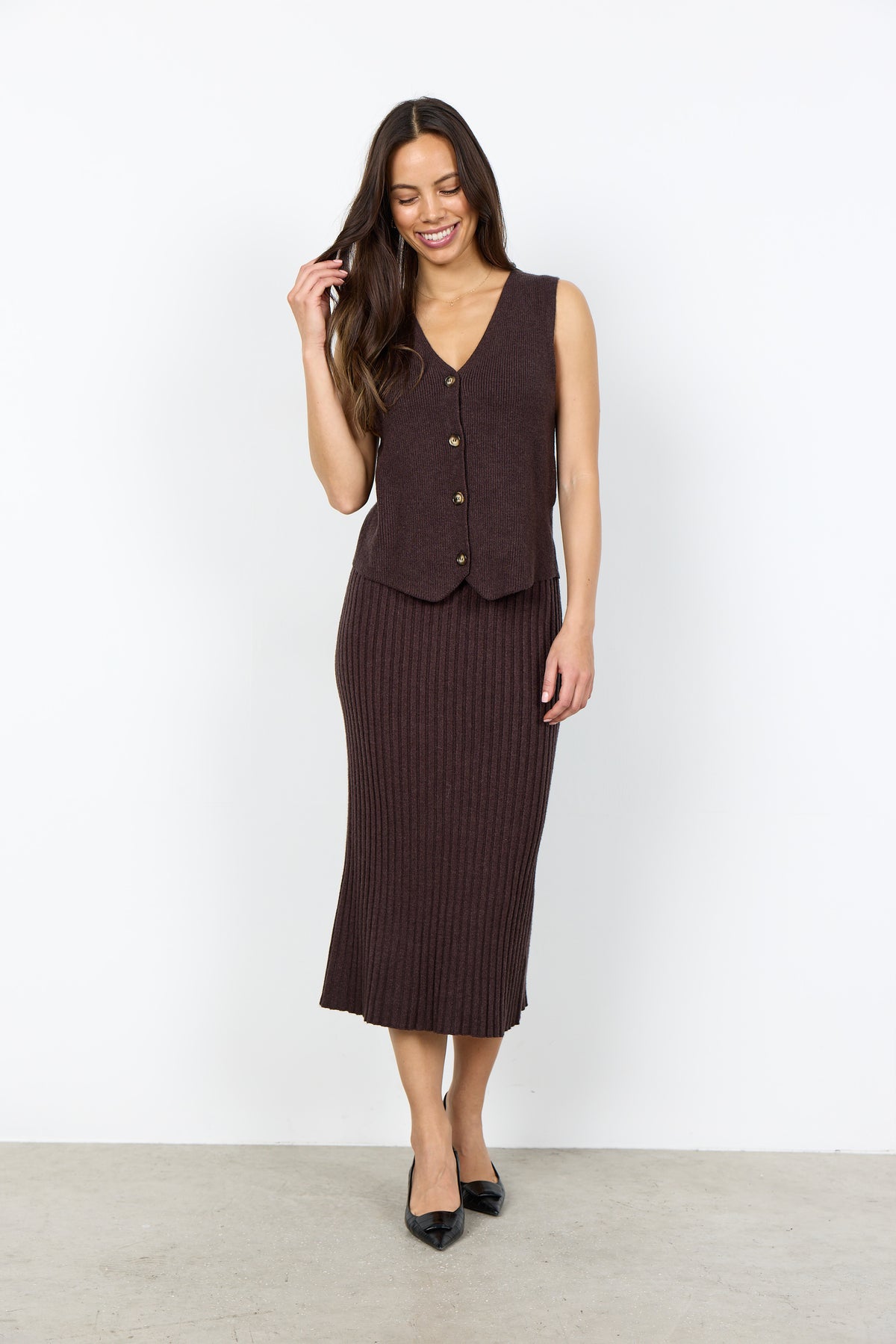 Soya Concept KANITA Waistcoat - Chocolate Plum