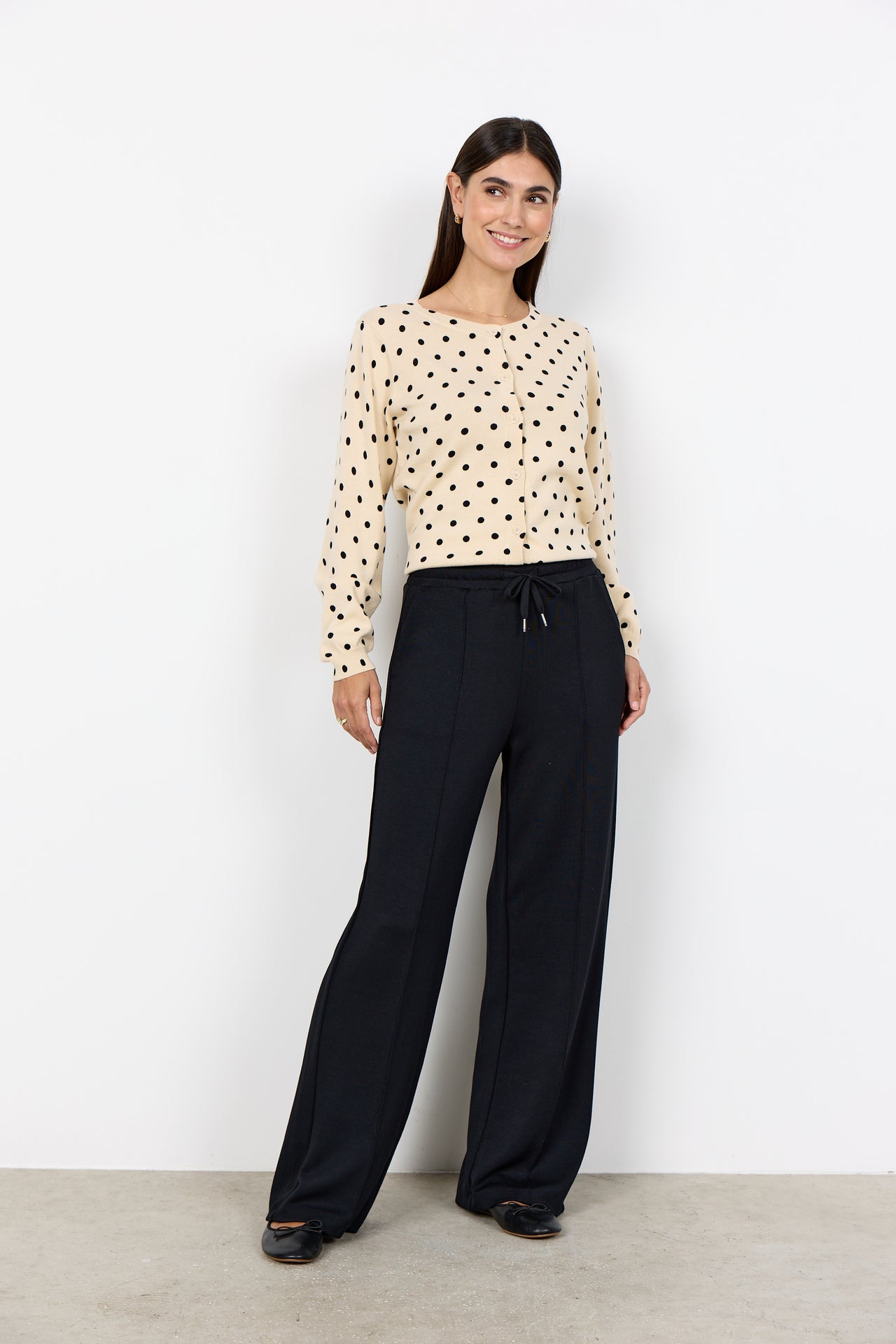 Soya Concept GEA Polka Dot Cardigan - Cream Combi