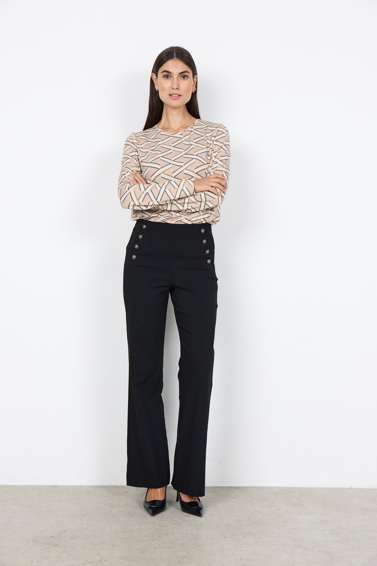 Soya Concept LILLY Flarred Trousers - Black