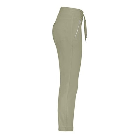 Red Button Tessy Cropped Trousers - Light Khaki