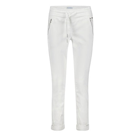 Red Button Tessy Cropped Trousers - White