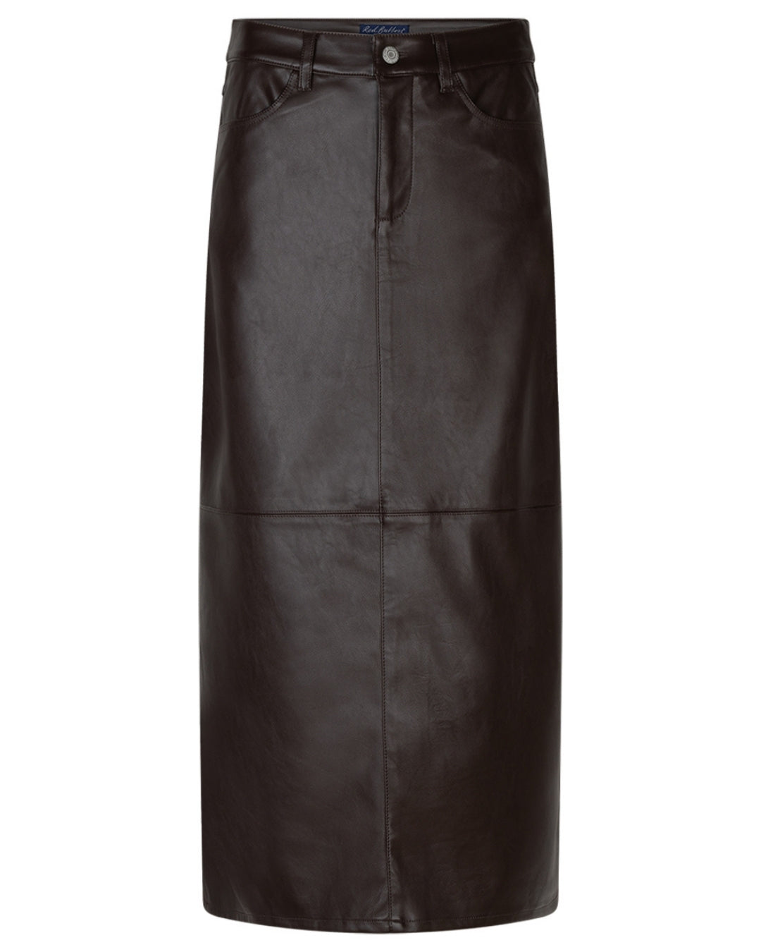 Red Button Aline Faux Leather Skirt - Brown