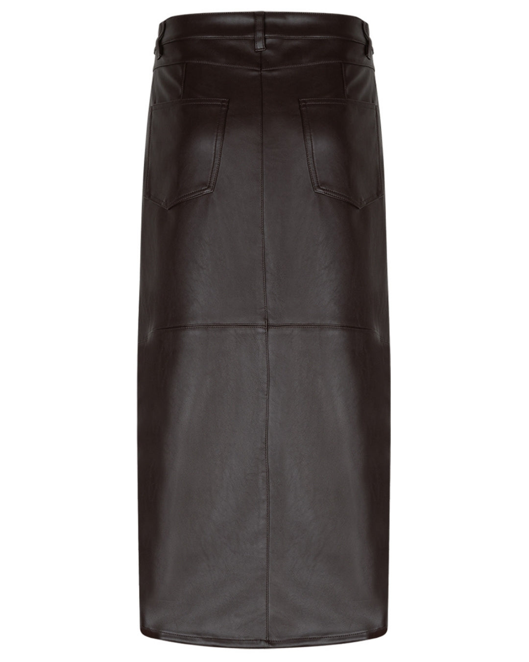 Red Button Aline Faux Leather Skirt - Brown
