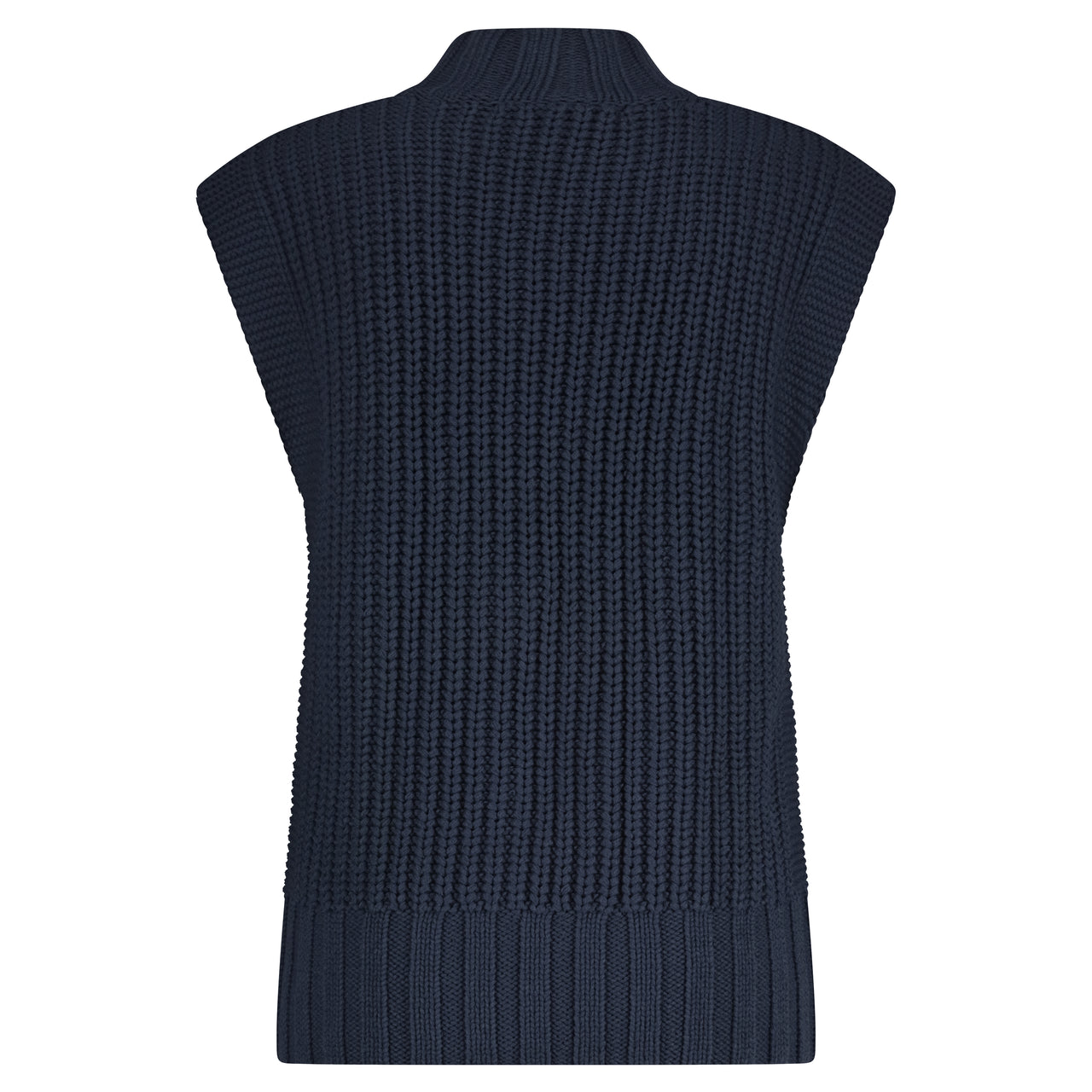 Red Button Sleeveless Cable Jumper - Navy