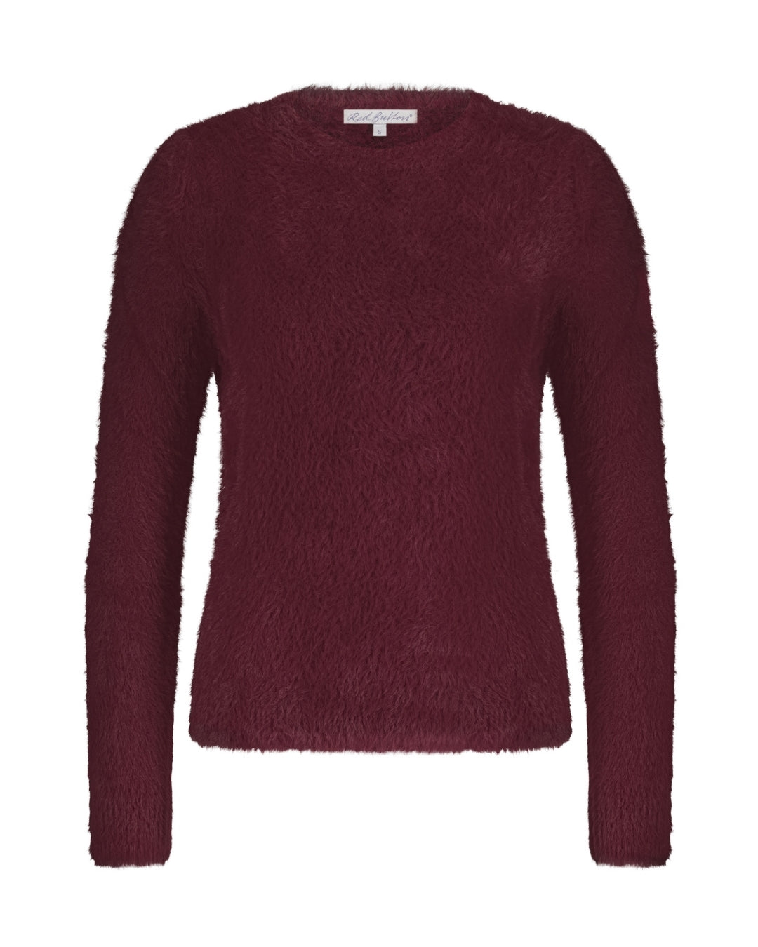 Red Button Fuzzy Puff Sleeve Jumper - Ruby