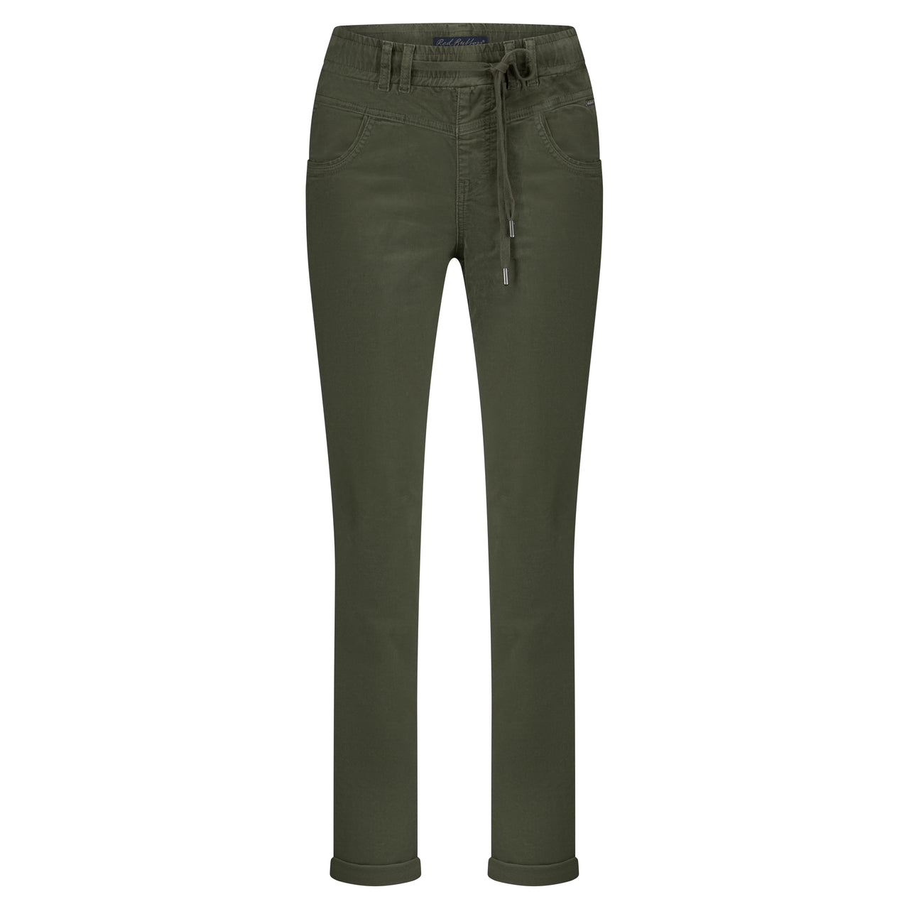 Red Button Tessy Velvet Trousers - Khaki