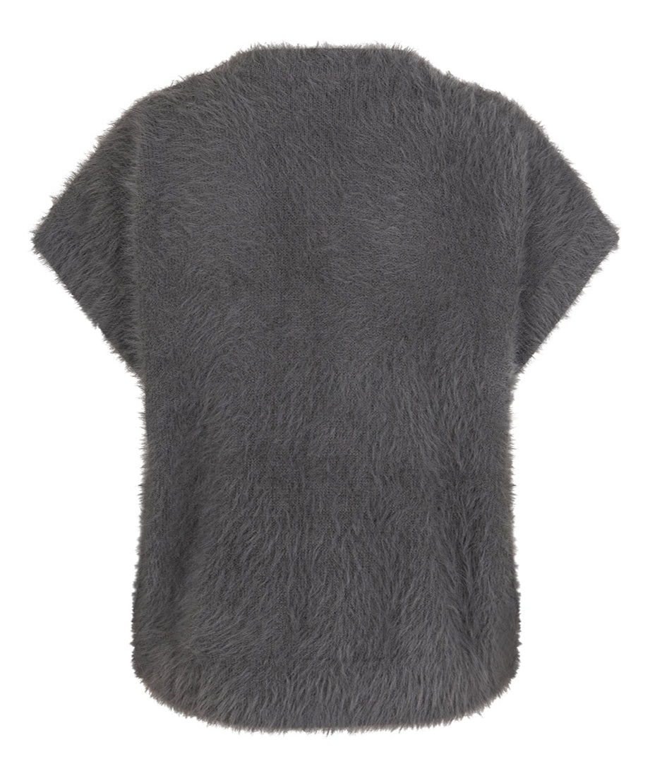 Red Button Sleeveless Fuzzy Jumper - Lava