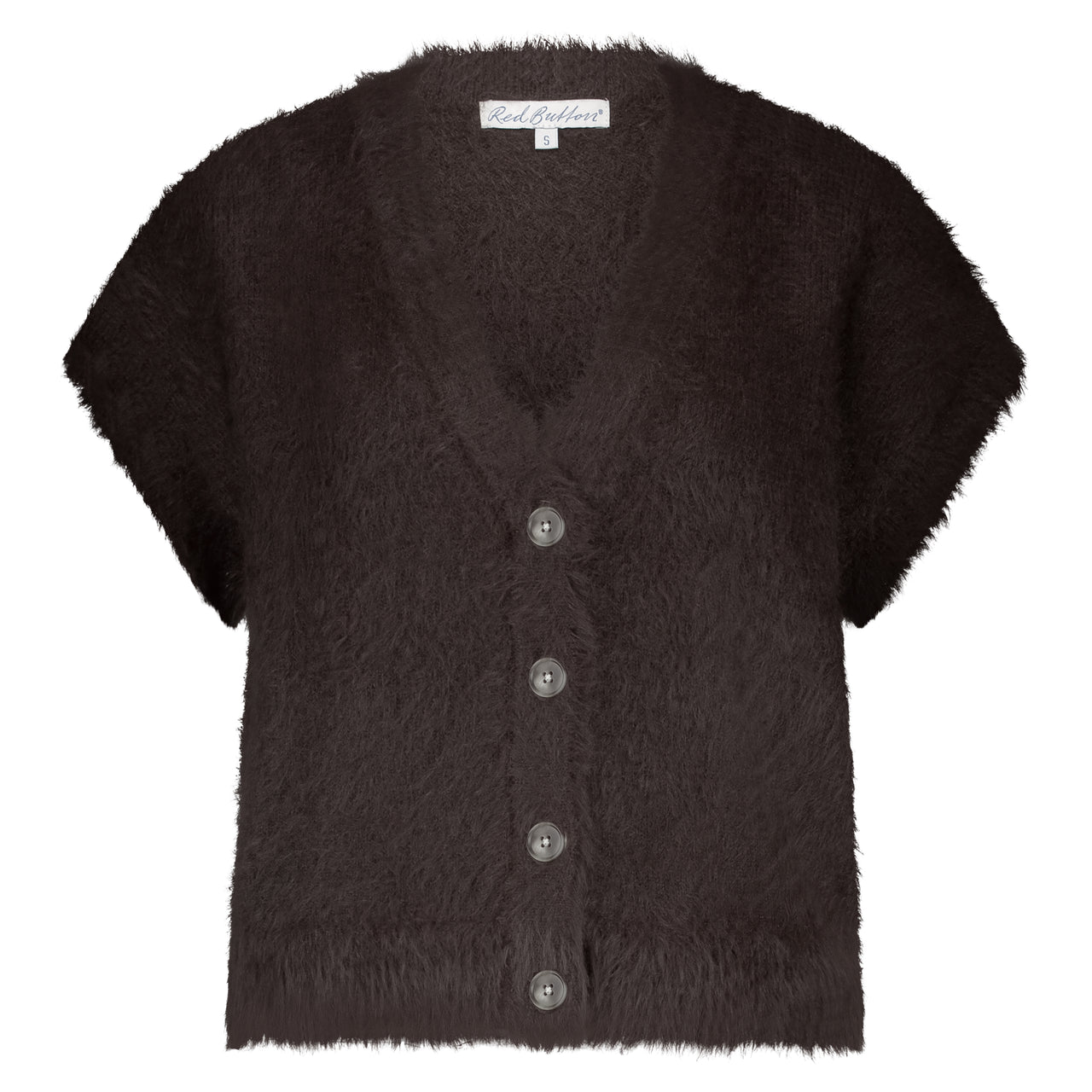 Red Button Sleeveless Fuzzy Jumper - Espresso