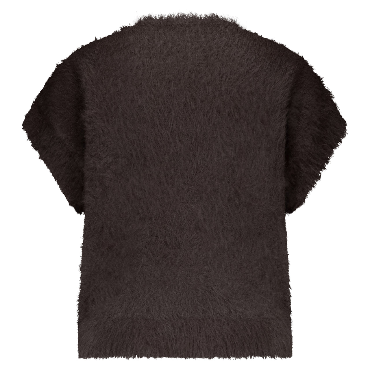 Red Button Sleeveless Fuzzy Jumper - Espresso