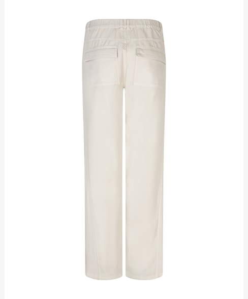 Red Button Cotton Linen Trousers - Pearl