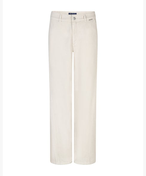 Red Button Cotton Linen Trousers - Pearl