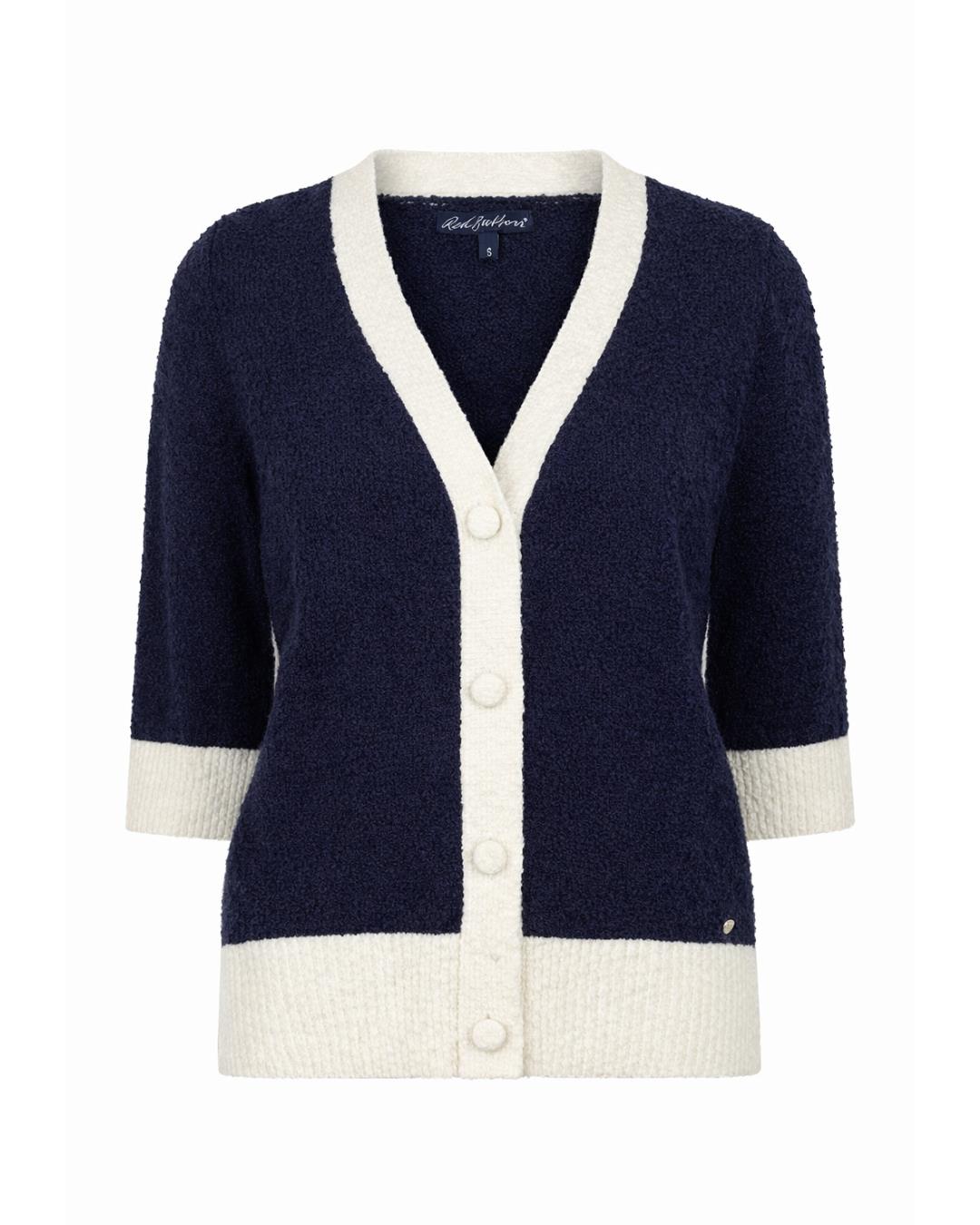 Red Button 'Popcorn' Cardigan - Dark Blue