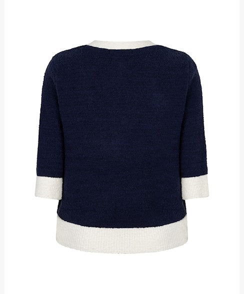 Red Button 'Popcorn' Cardigan - Dark Blue