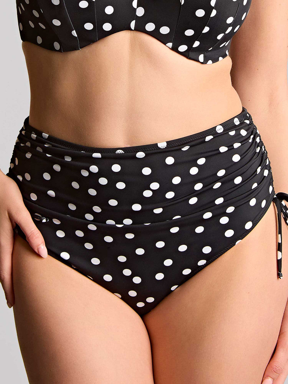 Panache Black & White Spot Midi Brief Bikini