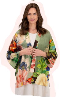 Powder Botanical Sage Green Mid-Length Kimono