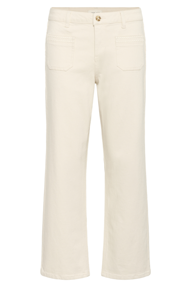 Cream Natalia Straight Twill Trousers - Natural Sand