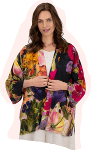 Powder Midnight Posy Mid-Length Kimono