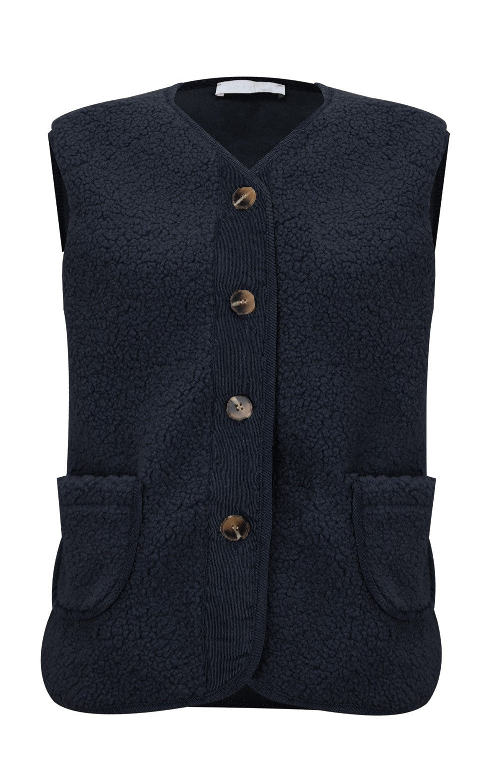 Amazing Woman Teddy Lammy/Faux Suede Gilet - Navy