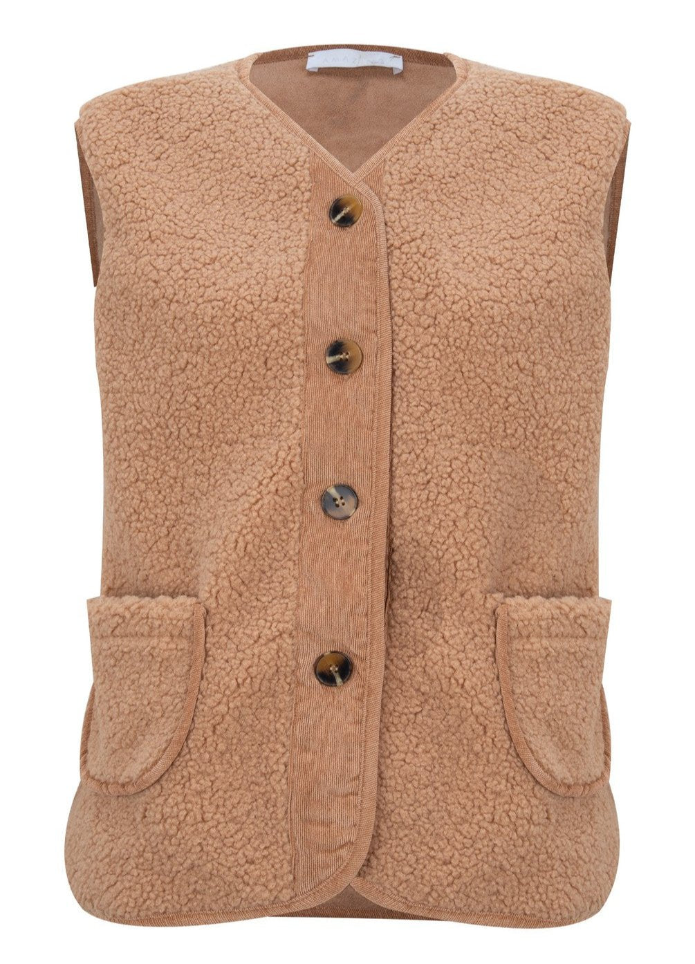 Amazing Woman Teddy Lammy/Faux Suede Gilet - Beige