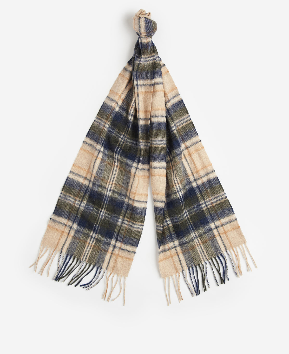 Barbour New Check Tartan Scarf - Sand Beige Plaid