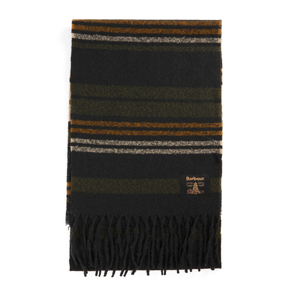 Barbour Alston Stripe Scarf - Forest Green Mix