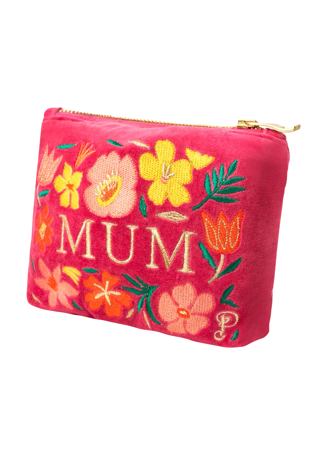 Powder Velvet Mini Pouch Lovely Mum - Fuchsia
