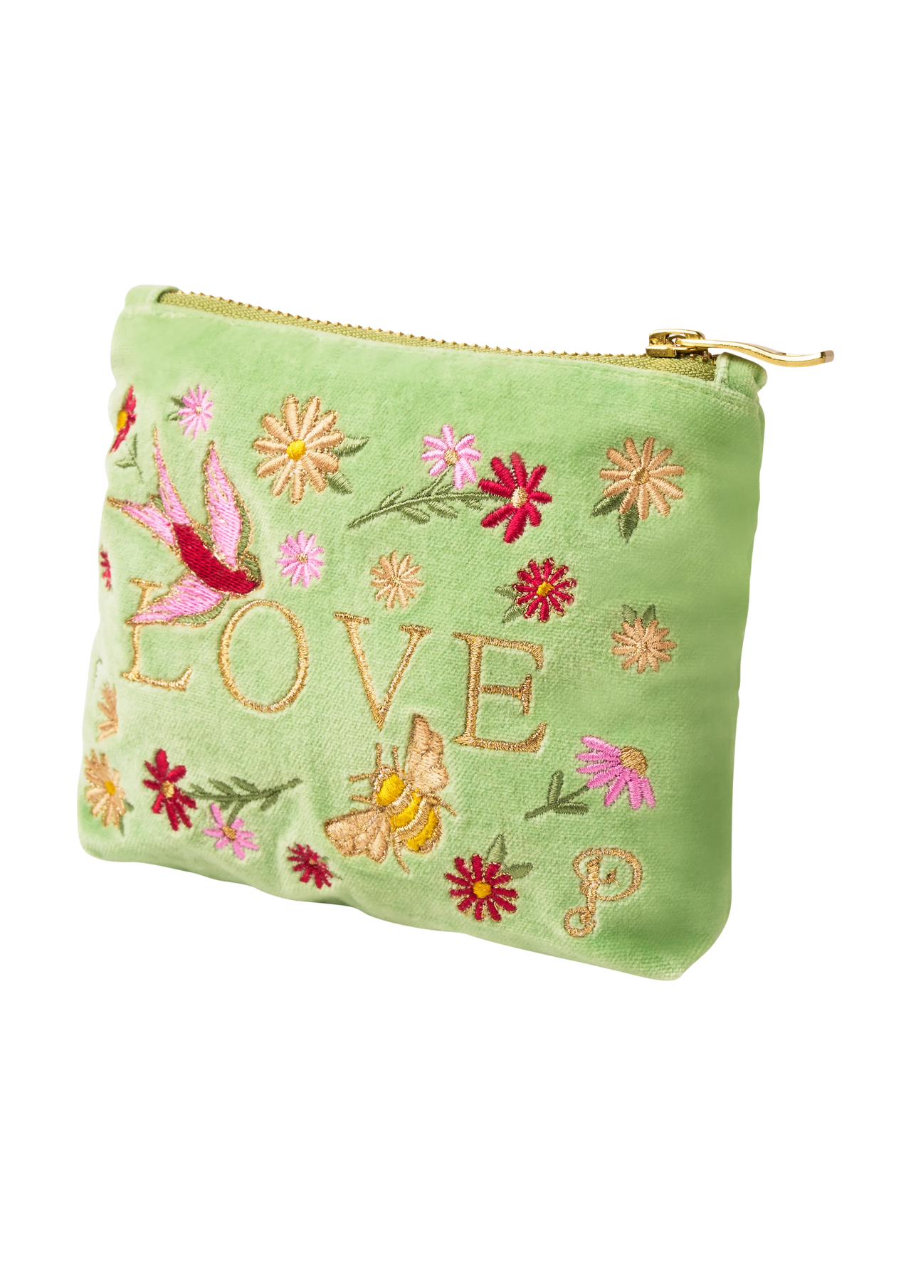 Powder Velvet Mini Pouch Love In A Meadow - Mint