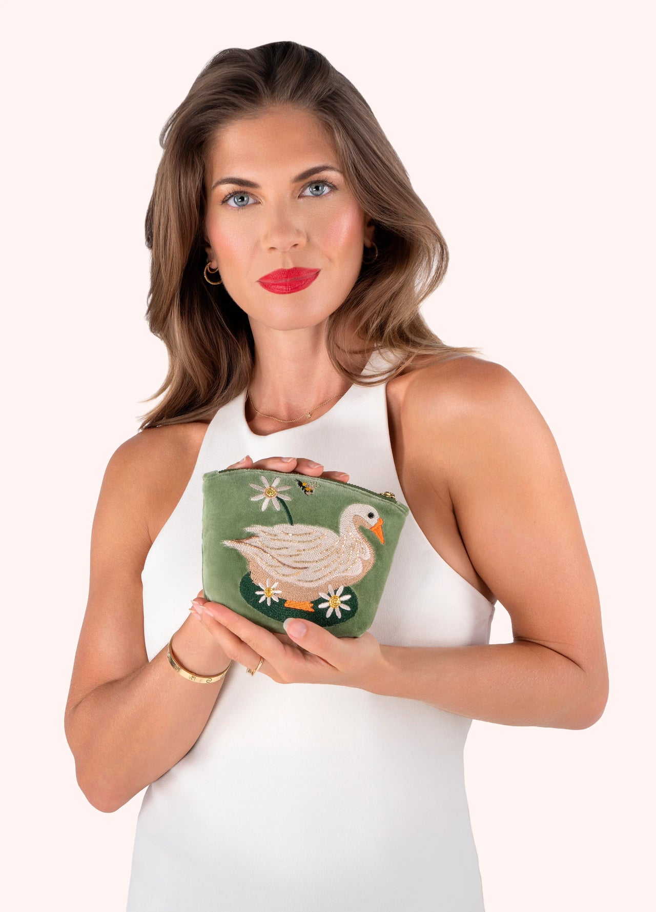 Powder Velvet Mini Pouch - Garden Goose