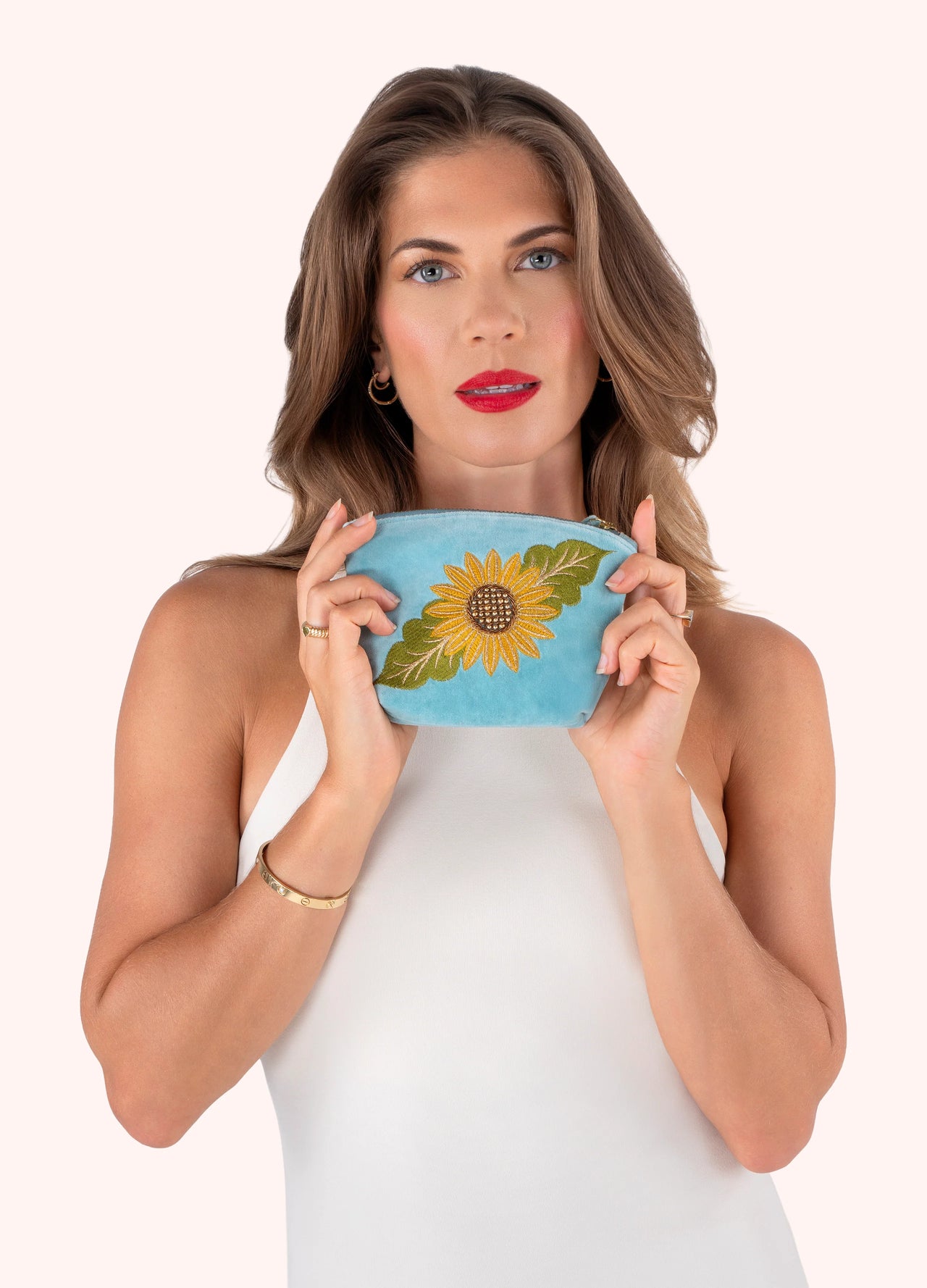 Powder Velvet Mini Pouch - Summer Sunflower
