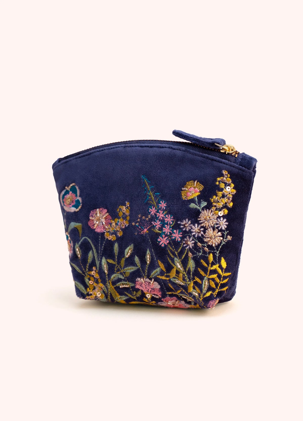 Powder Hedgerow Mini Pouch - Navy Floral