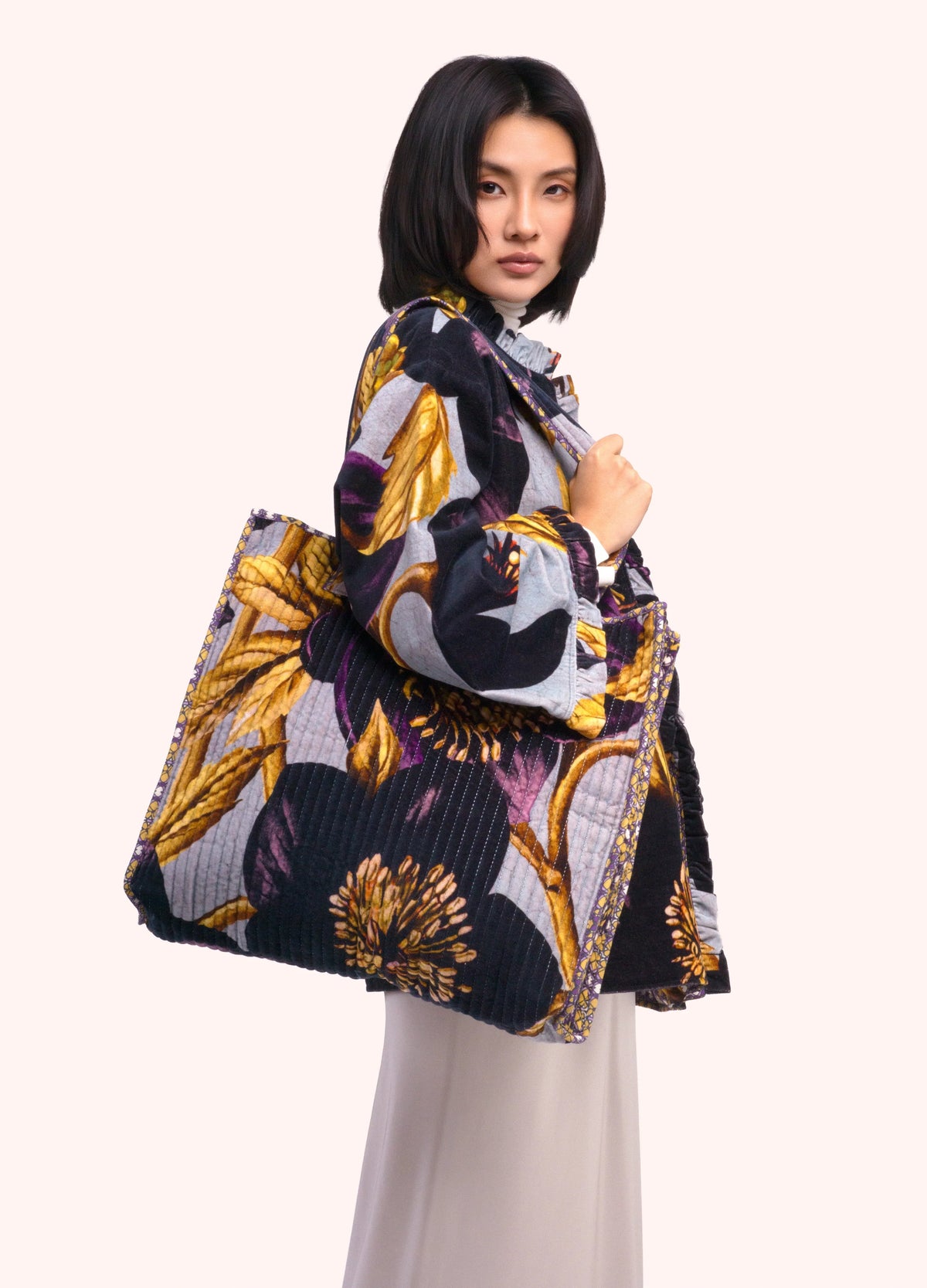 Powder Lux Velvet Quilted Tote Bag - Hellebore