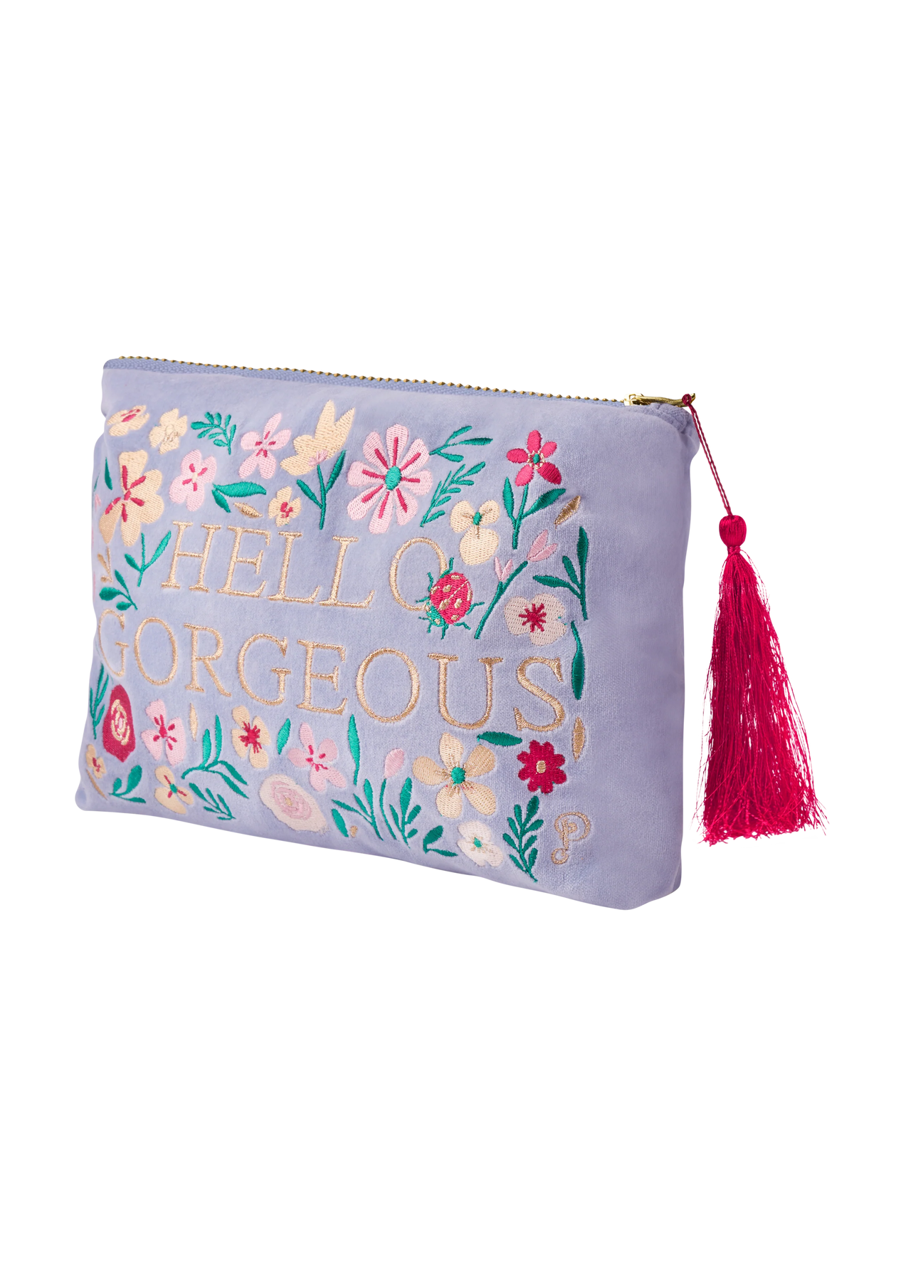 Powder Velvet Zip Pouch Hello Gorgeous - Denim