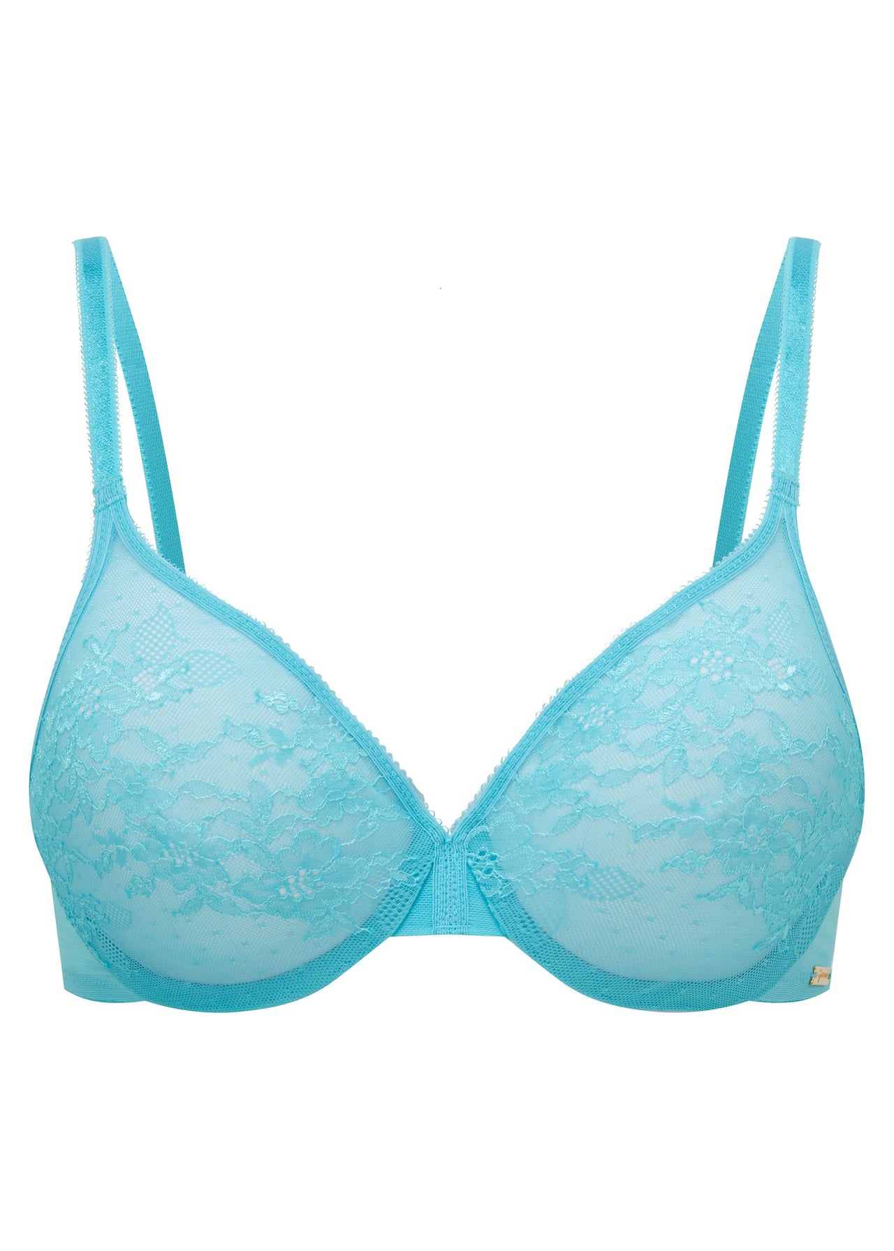 Gossard Glossies Lace Sheer Moulded Bra - Turquoise